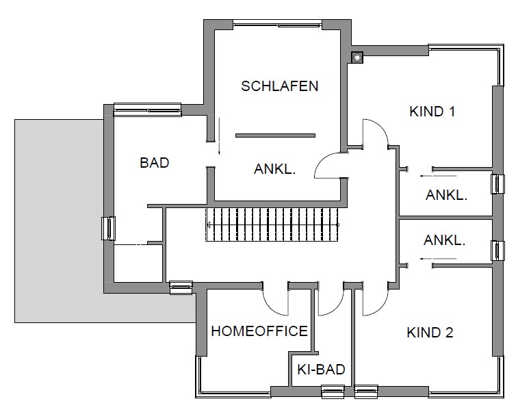 Architektenhaus Grundriss Obergeschoss